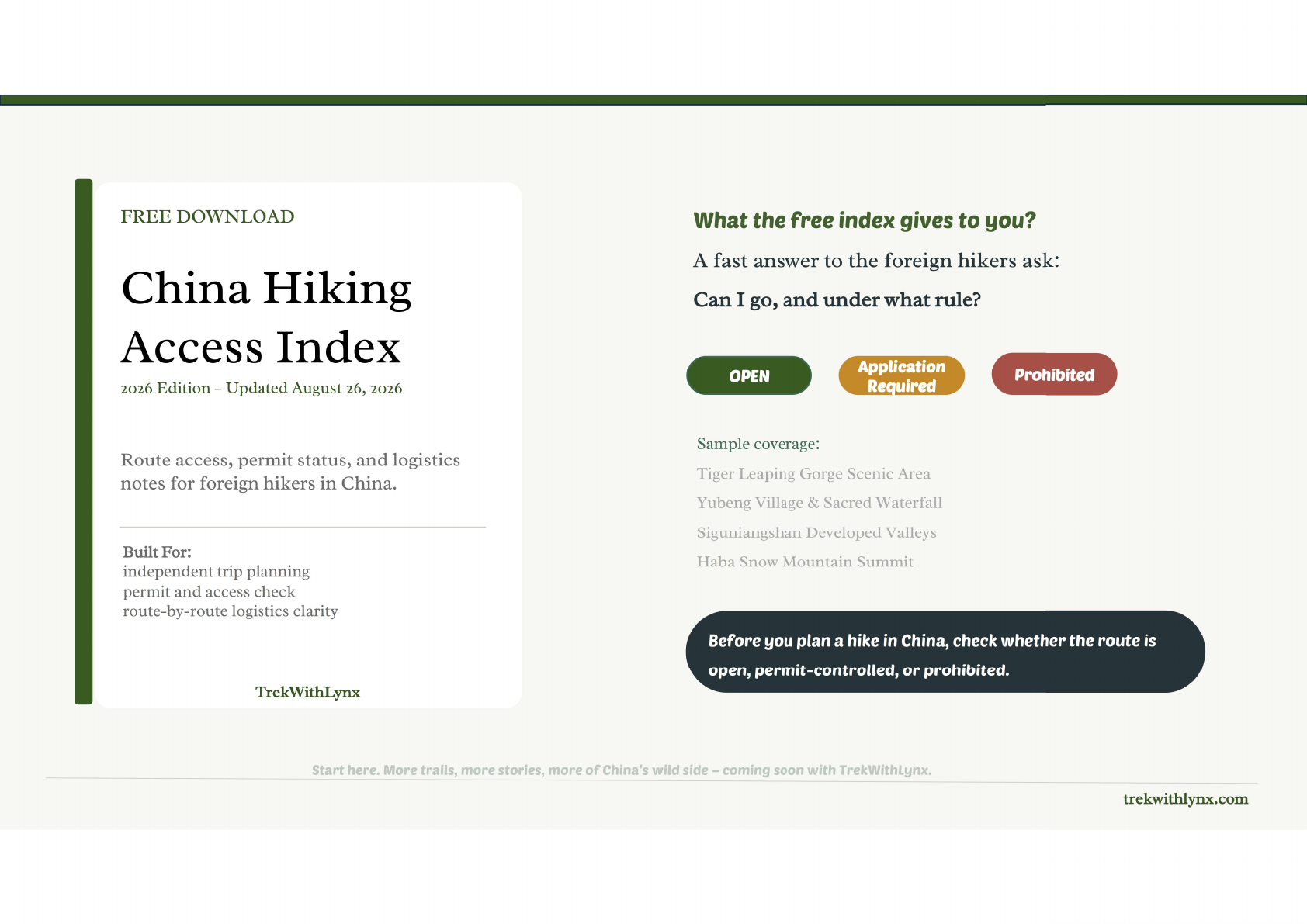 Cover page of the China Hiking Access Index